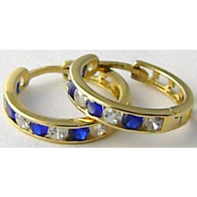 Klenoty Budín Dámské velké zlaté kruhy s modrými safíry a zirkony HK2257 – Zboží Mobilmania
