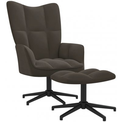 vidaXL 328107 relaxační se stoličkou tmavě šedé samet