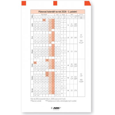 Formulář Plánovací kalendář A6 2026 1 list – Zboží Živě