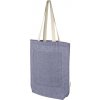 Nákupní taška a košík Nákupní taška s gramáží 150 g/m² z recyklované bavlny s přední kapsou o objemu 9 litrů Pheebs Vřesová modř