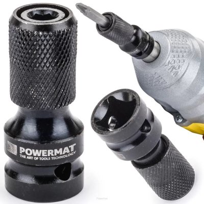 POWERMAT Adaptér z 1/2" čtyřhran na 1/4" HEX pro rázové utahováky PM-ASHU-05025T