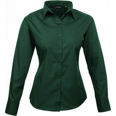 Premier Workwear dámská popelínová košile s dlouhým rukávem Zelená lahvová – Sleviste.cz