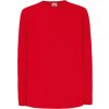 Dětské tričko Fruit Of The Loom 100% bavlněné lehčí tričko s dlouhým rukávem červená