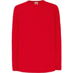 Fruit Of The Loom 100% bavlněné lehčí tričko s dlouhým rukávem červená
