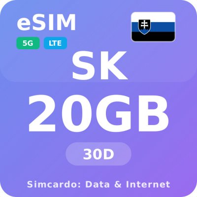 Slovensko Mobilní Internet - eSIM 20GB 30 dní datová SIM karta – Zboží Živě