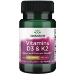 Swanson Vitamíny D3 & K2 2000 IU & 75 ug 60 rostlinných kapslí – Hledejceny.cz