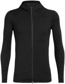 ICEBREAKER Mens Quantum II LS Zip Hood, Black