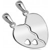 Přívěsky Šperky Eshop Stříbrný 925 dvojpřívěsek rozpůlené srdce s výřezem ve tvaru dvou malých srdíček S30.13