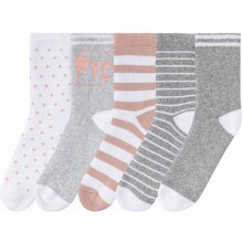 Pepperts Dívčí termo ponožky 5 párů bílá/šedá/růžová