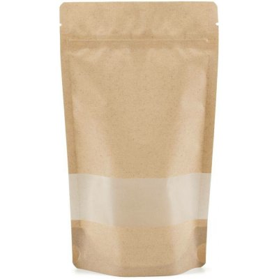 Doypack ZIP | hnědý mat s okénkem | recyklovatelný obsah 500ml (130 × 225 + 70mm) – Sleviste.cz