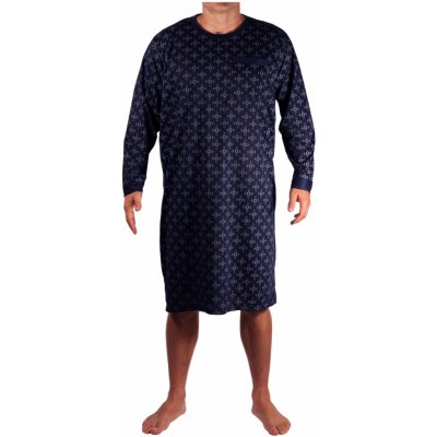 Bohouš pánská noční košile dlouhý rukáv tmavě modrá – Zboží Mobilmania