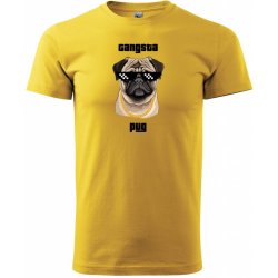 Sablio tričko s potiskem Gangsta pug žluté