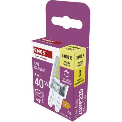 Emos LED žárovka Classic JC / G9 / 4,2 W 40 W / 470 lm / teplá bílá / stmívatelná – Hledejceny.cz