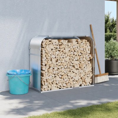 zahrada-XL Stojan na dřevo stříbrný 120 x 45 x 100 cm pozinkovaná ocel – HobbyKompas.cz