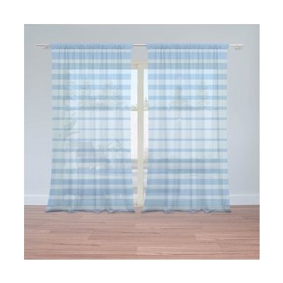 Sablio Záclony Světle modré pruhy: 2ks 150x250cm – Hledejceny.cz