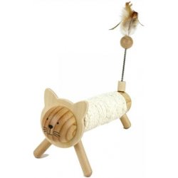 Earthy Paws Hračka/škrabadlo dřevěné zvířátko kočka 25 cm