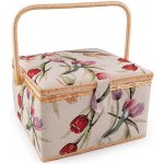 Kazeta / košík na šití čalouněný Varianta: 2 režná tulipán, Balení: 1 ks – Sleviste.cz