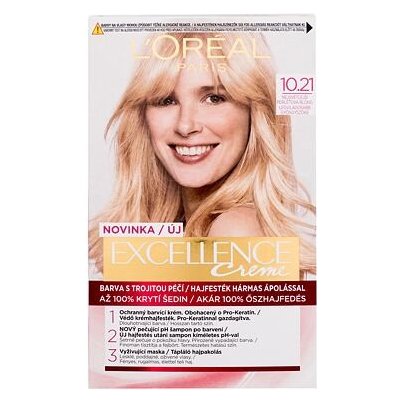 L'Oréal Paris Excellence Creme Triple Protection barva na vlasy na barvené vlasy na blond vlasy 10,21 Light Pearl Blonde 48 ml – Zboží Mobilmania