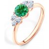 Prsteny Savicky zásnubní prsten Fairytale růžové zlato smaragd bílé safíry PI R FAIR105