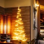 Vingo Velký závěsný dřevěný vánoční stromek s LED osvětlením - 205 cm – Zboží Dáma