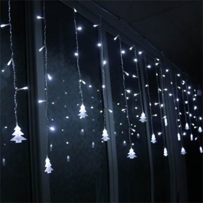 HJ Svítící LED řetězový závěs se ozdobnými vánočními stromečky LED barva: Studená bílá Cold white – Zbozi.Blesk.cz
