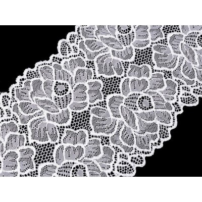 Elastická krajka / vsadka / běhoun šíře 15,5 cm Varianta: 1 bílá sněhová, Balení: 1 m – Zbozi.Blesk.cz