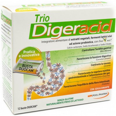 Pool Pharma Trio digeracid Podpora trávení a pomoc při nevolnostech 12 sáčků