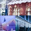 Vánoční osvětlení Jiubiaz 15m 400 LED Icicle Světla Vánoční světelný řetěz Světelná opona Strana IP44 Venkovní vnitřní studená bílá