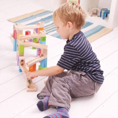 Bigjigs Toys Dřevěná kuličková dráha barevná BJ786 – Zboží Živě