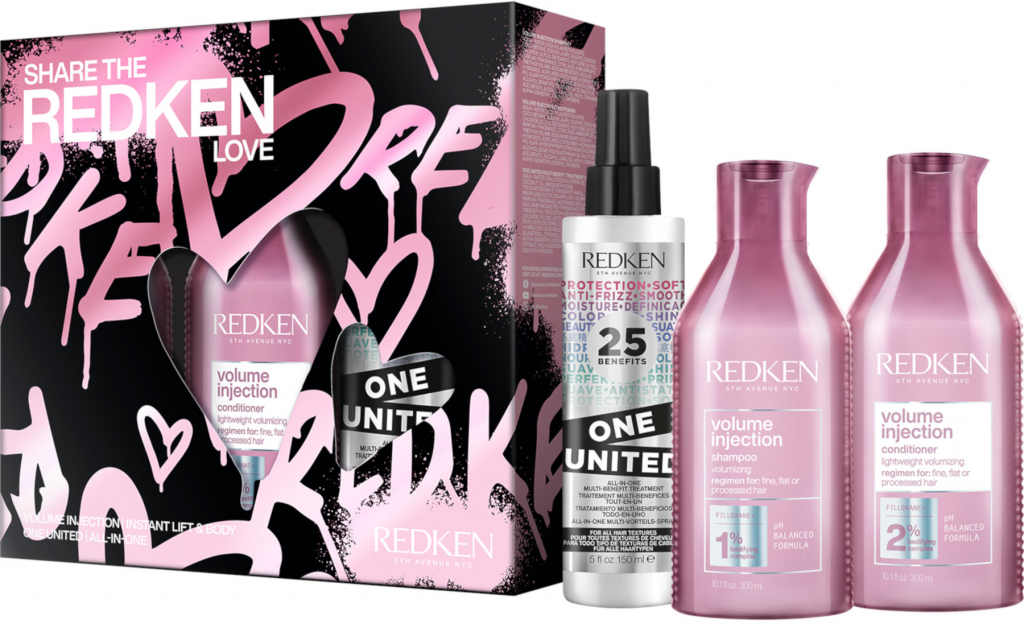 Redken Volume Injection Vánoční Sada Šampon 300 ml + kondicionér 300 ml + sprej One United 150 ml