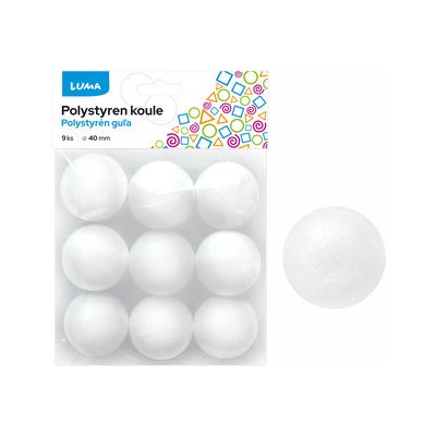 Polystyren Luma, Koule 40mm, 9ks v balení – Zboží Dáma