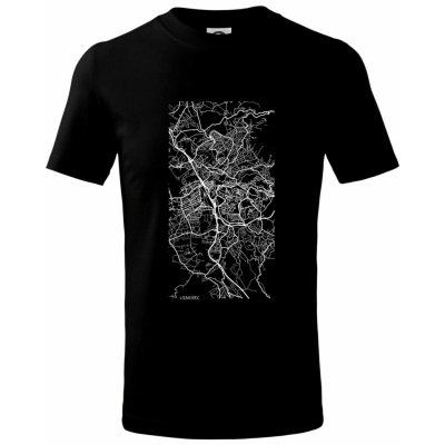 Mapy měst černobílé Liberec tričko dětské bavlněné černá