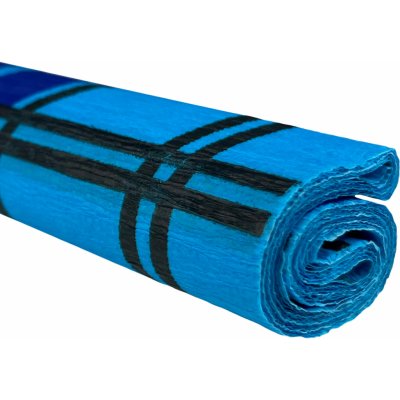 Krepový papír - Károvaná černá na tyrkysovém 0,5x2m C24D58 28 g/m2 – Hledejceny.cz
