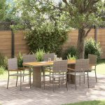 Omaxi 455505 Zahradní jídelní souprava 7 pcs Šedá 190 x 80 x 75 cm polyratan – Hledejceny.cz