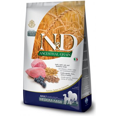 N&D Ancestral Grain Dog Adult Medium & Large Lamb & Blueberry 2,5kg