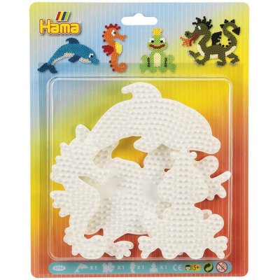 Hama zažehlovací korálky - MIDI Podložka, 4ks Delfín, drak, žabka, mořský koník – Zbozi.Blesk.cz