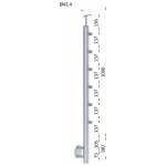 Nerezový sloup, boční kotvení, 6 řadový průchodný, venkovní, vrch pevný (ø 42,4x2 mm), broušená nerez K320 / AISI304 – Sleviste.cz