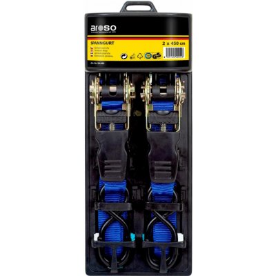 Aroso Germany Popruhy upínací s ráčnou a háky 25 mm x 4,50 m, 2 ks 55089TP – Hledejceny.cz