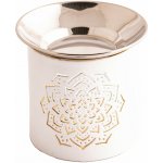 Nefertitis Kovová bílá vykuřovací pícka s mandalou NF57804 - cca ⌀ 9 x 8,5 cm – Zboží Mobilmania
