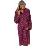 Květinová i růžičková flanelová extra teplá noční košilka kojící dlouhá 1DF0024 vínová – Zbozi.Blesk.cz