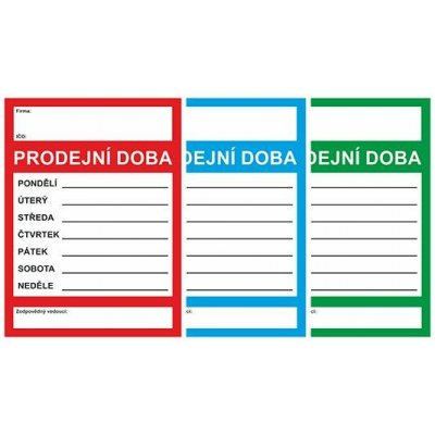 Arch PRODEJNÍ DOBA A4 - plastová cedulka MIX – Sleviste.cz