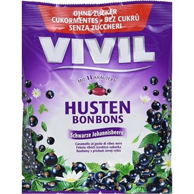 Vivil Husten Bonbons drops bez cukru černý rybíz s 11 bylinami 60 g – Hledejceny.cz