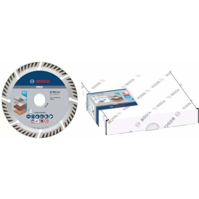 Diamantový kotouč Bosch PRO Multi Material na beton, železobeton, cihly i vápenopískové cihly - pr. 150x22.23x2.4/10mm, 10ks (2608615062) – Zboží Dáma