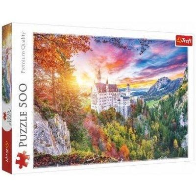 Puzzle Pohled na zámek Neuschwanstein, Německo 500 dílků 48x34cm v krabici 40x26,5x4,5cm – Zboží Mobilmania