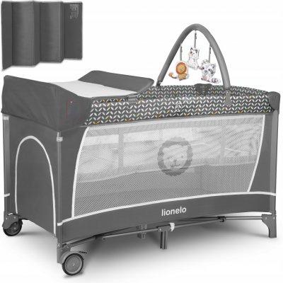Lionelo Cestovní postýlka Flower Grey Scandi – Zboží Mobilmania