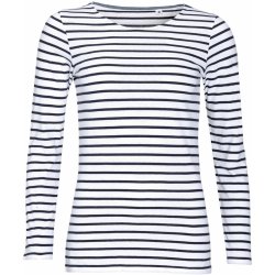 Sol's Dámské pruhované tričko s dlouhým rukávem bílá modrá námořní