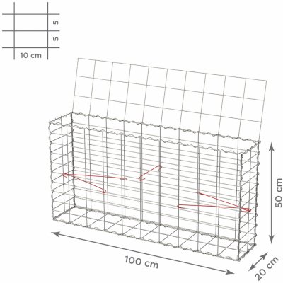 TopGabion Gabionový koš s víkem: 100×20×50 cm - oko sítě 10×5 cm