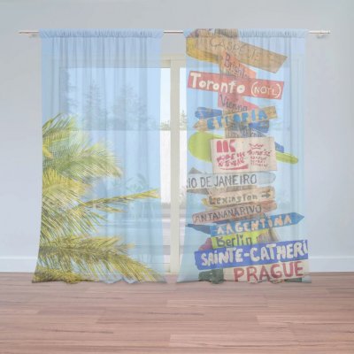 Sablio Záclony Ukazatele měst: 2ks 150x250cm – Hledejceny.cz