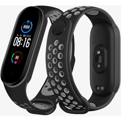 Xiaomi Mi Band 5/6 náhradní náramek Sportovní prodyšný perforovaný černo-šedá MBSCZ-5SCESE – Zboží Mobilmania