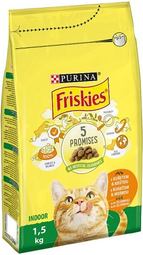 Friskies Indoor s lahodnou kombinací kuřete a krůty a se zeleninou 1,5 kg